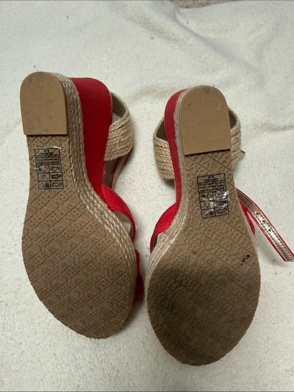 White House Black Market Red Crisscross Platform Sandals